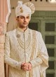 Anarkali Style Sherwani In Cream Color